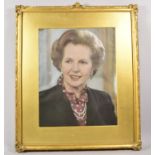 A Gilt Framed Conservative Party Photograph of Margaret Thatcher, 37x27cm