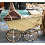 A Vintage Dolls Pram For Restoration and an Oval Meat Plate