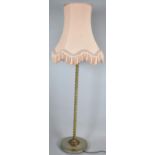 A Mid 20th Century Barley Twist Brass Standard Lamp with Shade