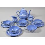 A Blue Painted Metal Dolls Teaset, Incomplete