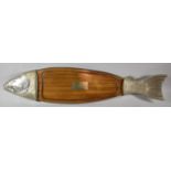 A Silver Plate Mounted and Wooden Presentation Salmon Serving Platter, 92cm Wide