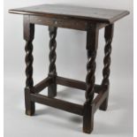 A Mid 20th Century Stained Oak Rectangular Occasional Table with Barley Twist Supports, 52cm Long