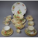 A Collection of Queen's Virginia Strawberry Pattern Ceramics to Comprise Tea for Two Set to Comprise