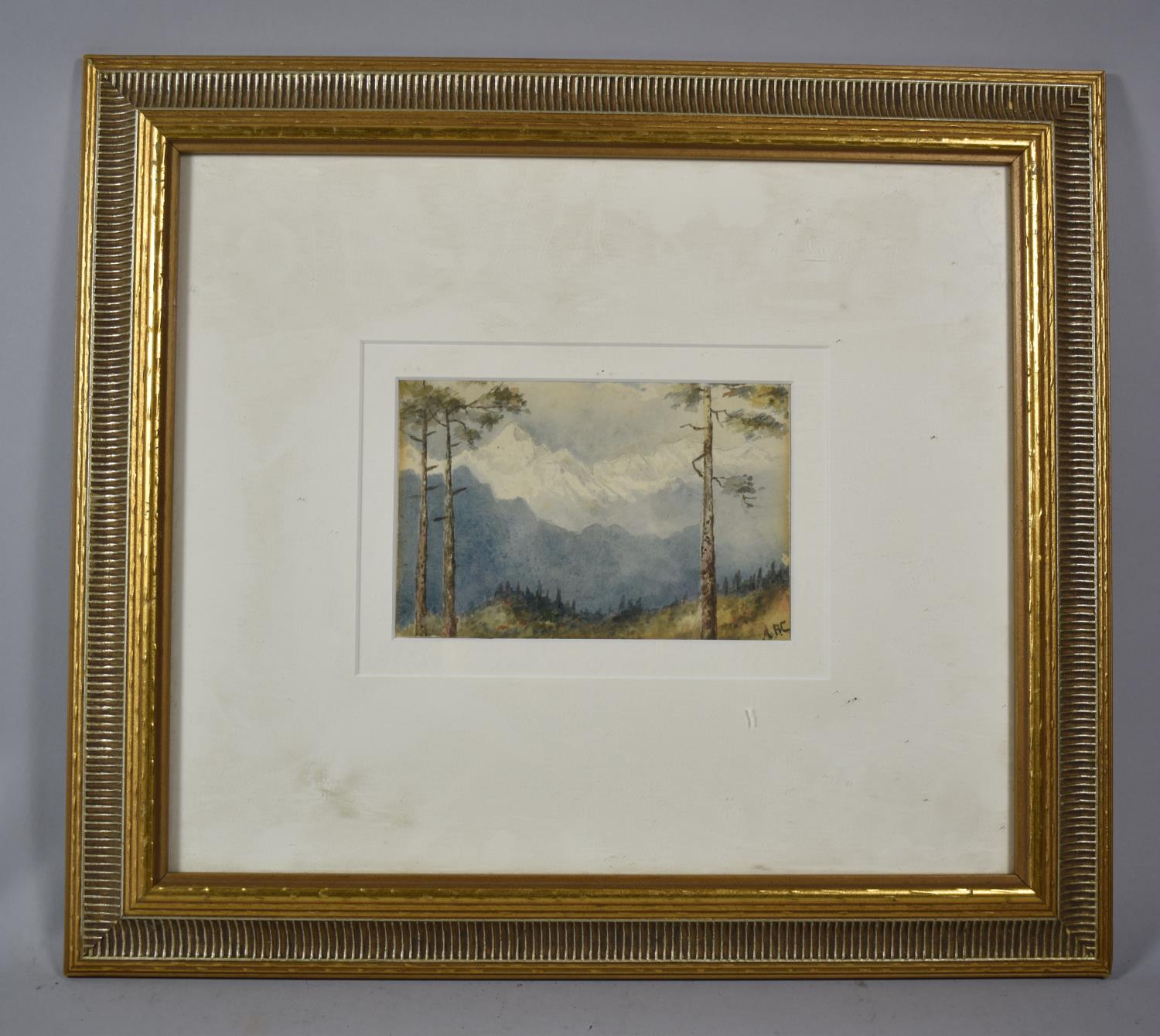 A Small Framed Watercolour Depicting Alpine Scene, Monogrammed ABC, 16x10cm