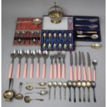 A Collection of Various Cutlery to Comprise Italian Pink Handled Cutlery, Cased Mother of Pearl