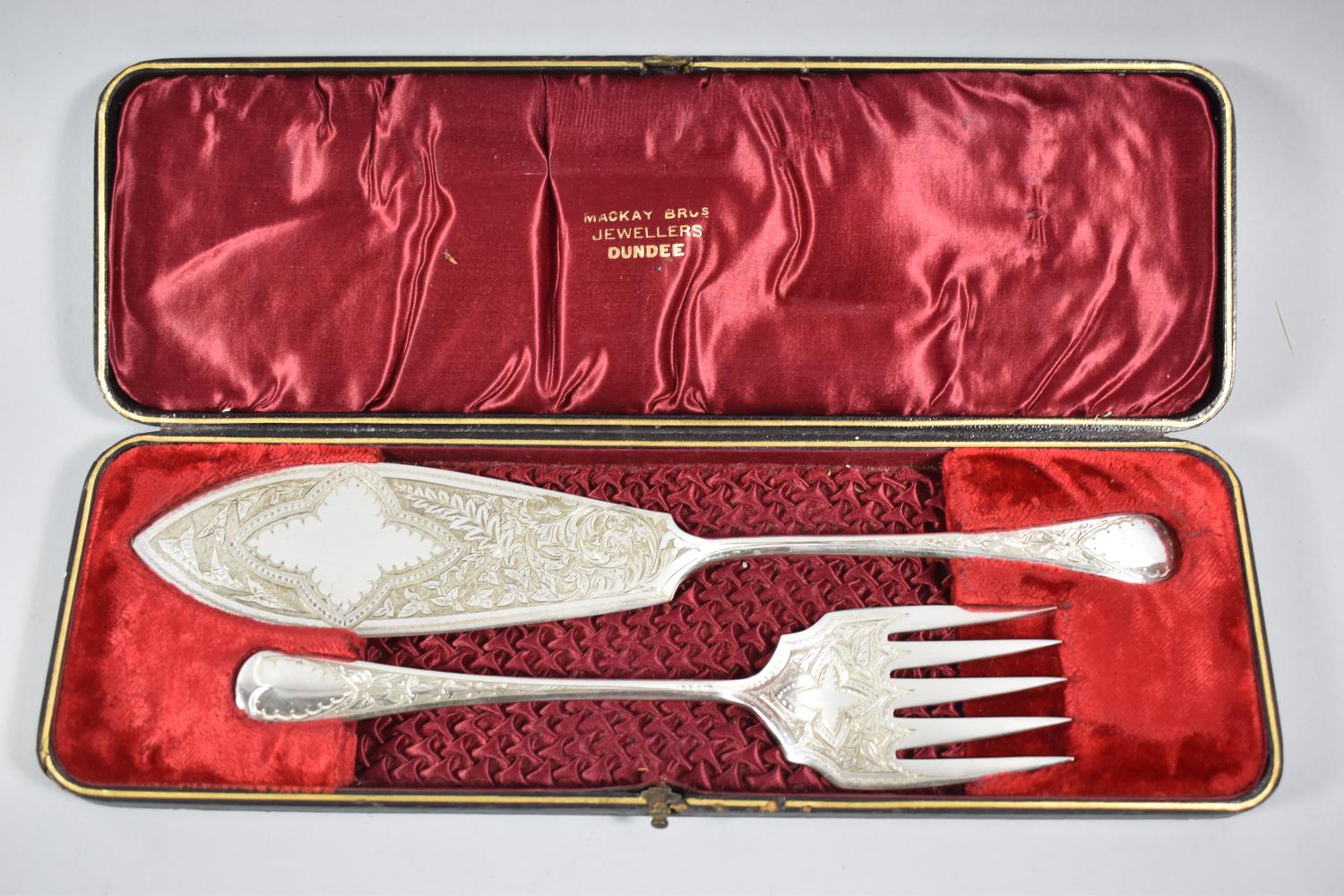 A Cased Pair of Silver Plated Fish Servers, C.1900