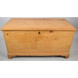 A Nice Quality Stripped Pine Lift Top Coffer Chest with Inner Candle Box Having Two Short Drawers