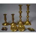 Two Pairs of Brass Candlesticks etc