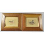 A Pair of Pine Framed Waterfowl Prints, Each 22x17cm