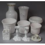 A Collection of Various White Glazed Ceramics to Comprise Three Planters of Graduated Size, Pair