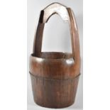 A Traditional Chinese Wooden Well Bucket, Late 19th Century with Integrated Handle, 61cm high