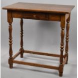 A Mid 20th Century Oak Side Table with Single Drawer, Turned Supports, 77cm Wide