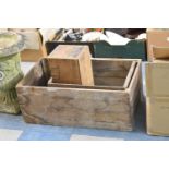 Three Vintage Wooden Boxes for Chopped Ham and Pork, Bordeaux Wine etc