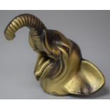 A Modern Metal Novelty Desktop Paperweight in the Form of an Elephants Head, 10.5cm high