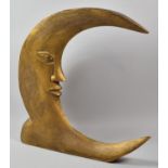 A Modern Carved Wooden Gilded "Man in the Moon", One Small Chip, 38cm high