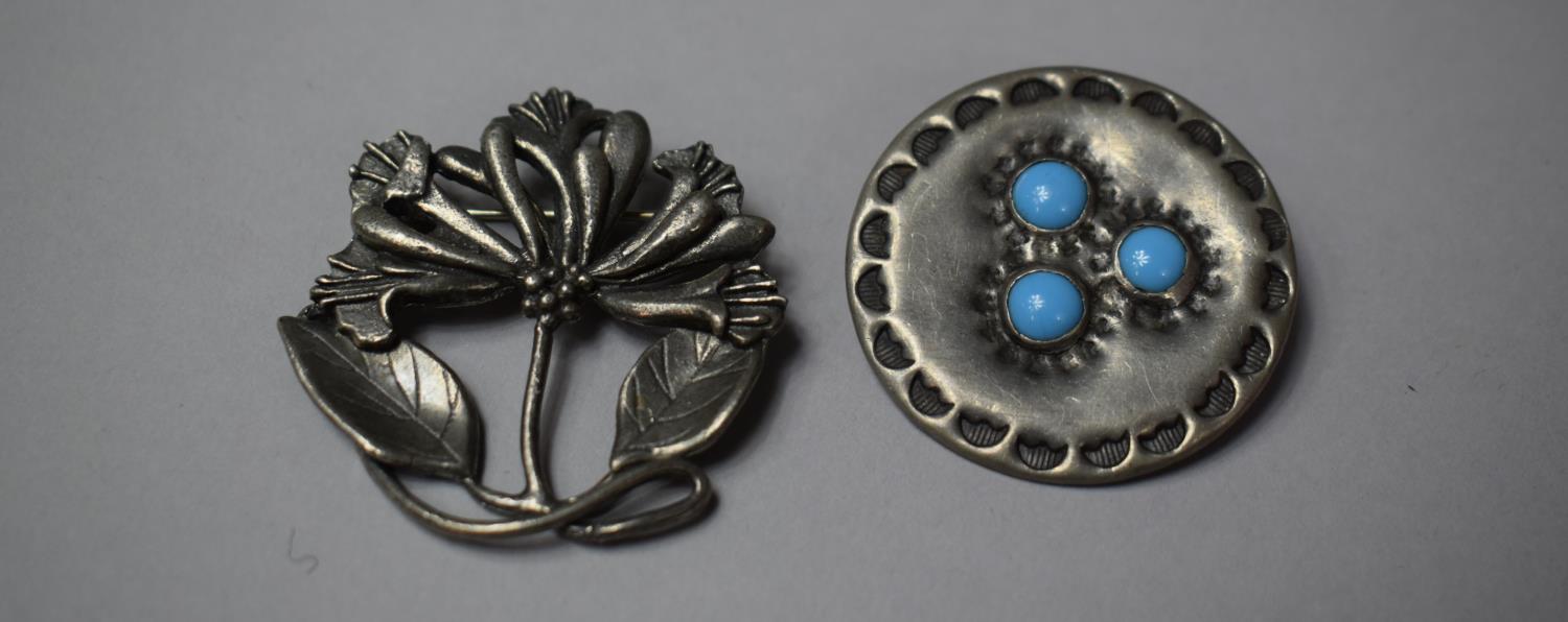 A Pretty Floral Brooch Inscribed Masj to Back, 4cm Diameter Together with a Ruskin Type Circular - Image 2 of 3