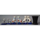 A Wedgwood Basalt Vase Together with Collection of Various Reproduction Staffordshire Seated Cats,