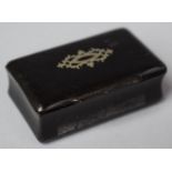 A Small Horn Rectangular Snuff Box with White Metal Inlay, Base with Scratch Marks and Damage, 5.5cm