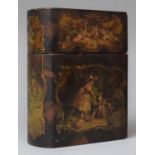 A Novelty Lacquered Box in the Form of a Book with Printed Scenes Depicting Couple in Park,