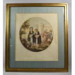 A Framed 18th Century Thomas Watson Engraving After W Bunbury, 30cm diameter