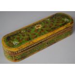 An Indian Painted Wooden Two Division Pen Box, 30cm wide