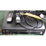 A Panasonic DMR EZ47V VHS/DVD Player Together with Two Torches