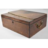 A 19th Century Mahogany Box with Gilt Metal Carrying Handles Either Side, Lid Split and Lock