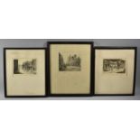 A Collection of Three Framed Scenes of London Etchings, Seven Stars, Poets Corner and Oxford Street