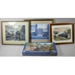 An Unopened Country Connection Jigsaw Puzzle Together with Framed Railway and Bus Prints