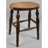 An Edwardian Oval Topped Four Legged Stool, 46cm high