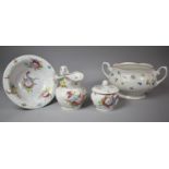 A Reproduction Transfer Printed Floral Pattern Miniature Toilet Jug and Bowl Together with a