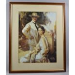 A Framed American Print of Couple in Garden, 39x29cm