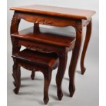 A Late 20th Century Far Eastern Nest of Three Tables, Longest 60cm Wide
