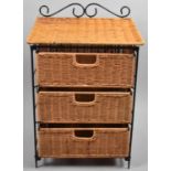 A Metal Framed Woven Three Drawer Unit, 41cm wide