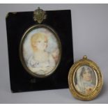 Two Portrait Miniatures of Young Girl and Woman