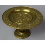 A Late 19th/Early 20th Century Brass Tazza by Musterschutz Decorated in Relief with Interior