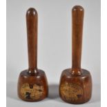 A Pair of 1924 Turned Wooden Souvenir Mallets Commemorating the Foundation Stone Laying of Ward