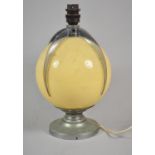 An Art Deco Chrome and Opaque Glass Table Lamp in the Form of a Globe, 32cm high