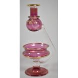 A Pretty Continental Gilt and Cranberry Glass Scent Diffuser with Candle Holder to Base, 15cm high