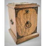 An Edwardian Silver Plate Mounted Oak Smoker's Cabinet with Key, Hinged Lid and Front Panel