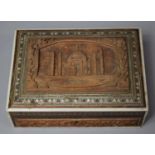 An Eastern Indian Carved Wood Visakhapatnam Bordered Box Decorated with Taj Mahal in Relief, 17.