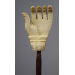 An Anglo Indian Back Scratcher with Carved Bone Hand, 40cm long