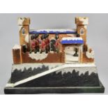 A Vintage Painted Wooden Fort, with Collection of Elastoun Soldier Figures, Each 10.5cm High
