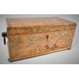 A Late 19th Century Pollard Oak Two Division Tea Caddy of Sarcophagus Form with Ring Carrying