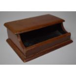 An Edwardian Wooden Desktop Inkstand with Hinged Lid to Ceramic Inkwells, 17cm wide