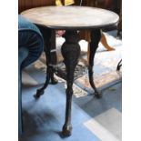 A Reproduction Cast Metal Based Circular Topped Pub Style Table, 59cm Diameter