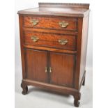 An Edwardian Side Cabinet with Two Drawers Over Cupboard Base, Scrolled Feet, 62cm high