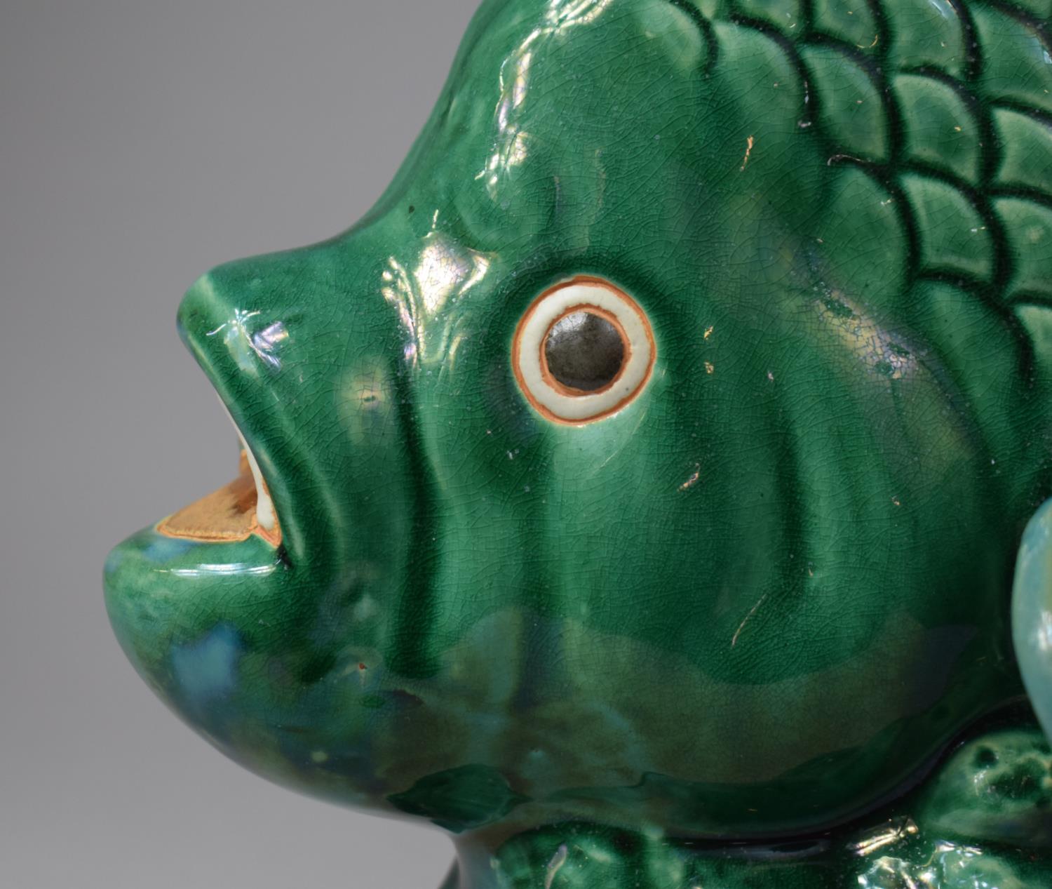 A Large Green Glazed Study of a Fish, Some Chips, 36cm high - Image 4 of 4