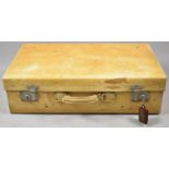 A Vintage Velum Suitcase, with Key, 66cm wide