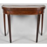 A 19th Century Inlaid Mahogany Lift and Twist Top Bow Fronted Card Table with Baize Playing Surface,